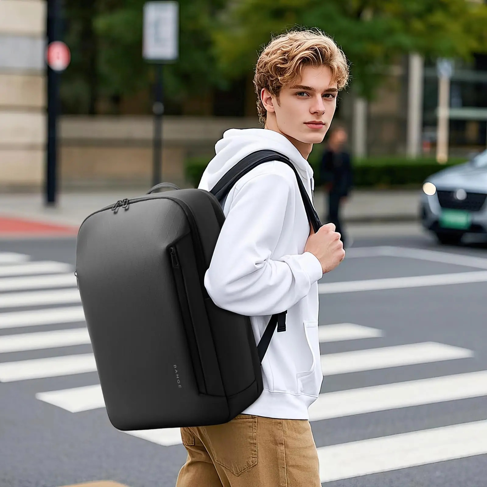 BANGE Men’s Laptop Backpack 15.6″ Waterproof Business Travel Bag YKK Zippers