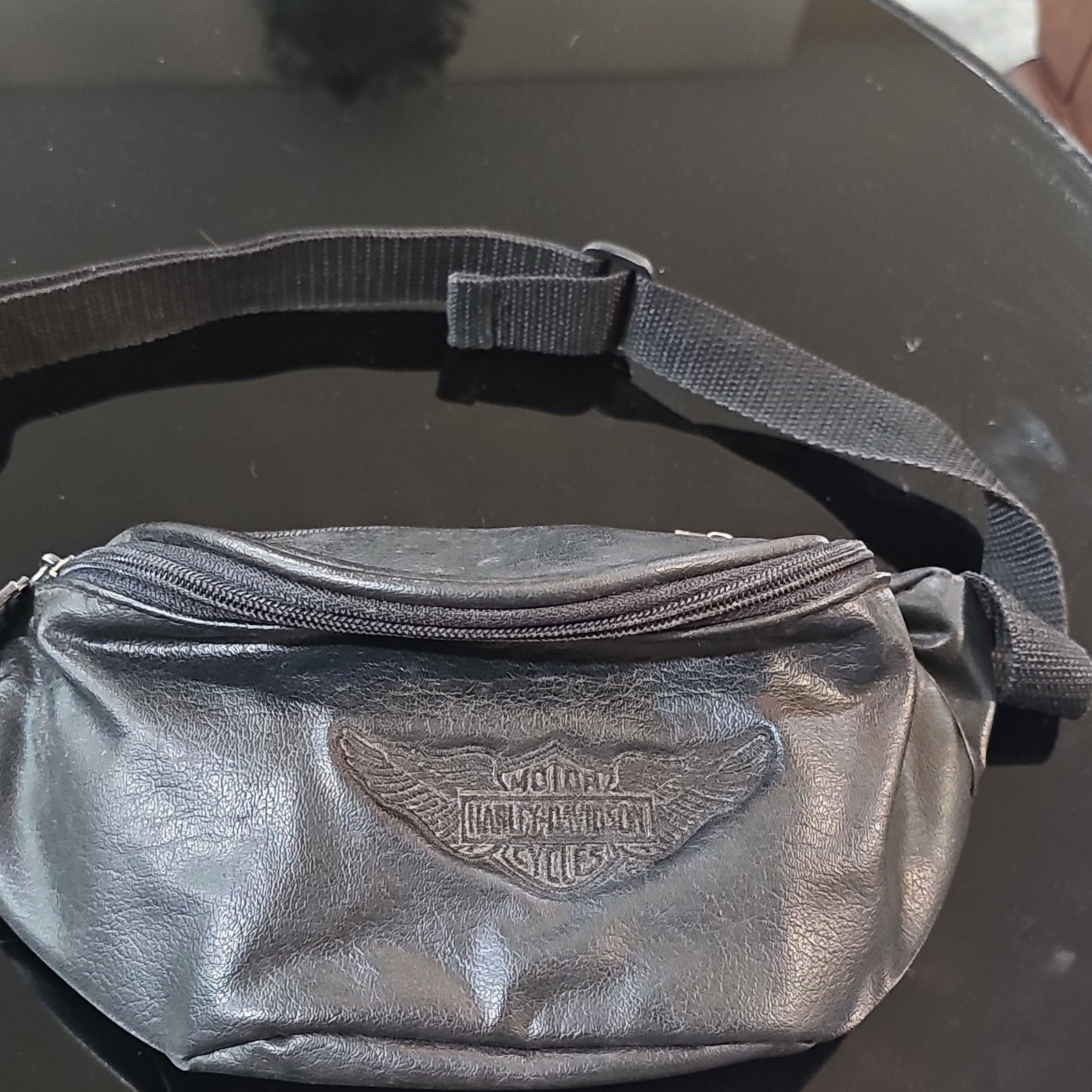 Harley-Davidson Black Belt Bag Fanny Pack Zip, Adjustable Strap, Lined