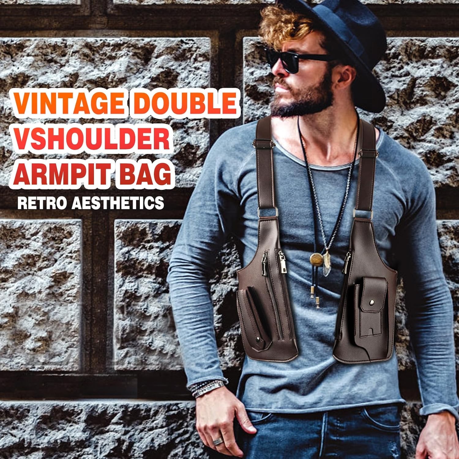 Adjustable Anti-Theft Underarm Shoulder Bag PU Leather Wallet Holster Bag