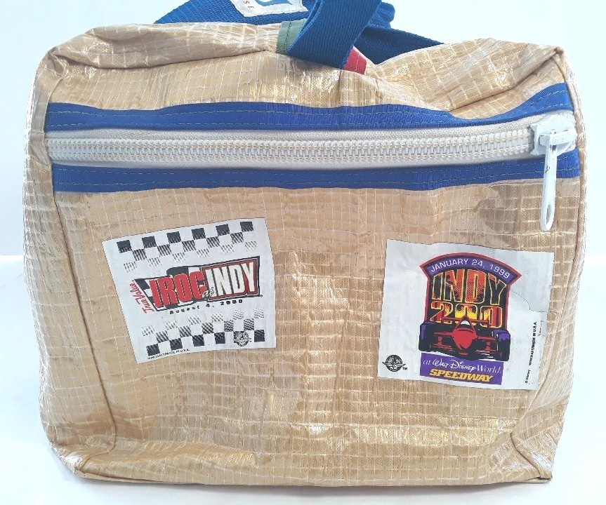 Melges Sailcloth Duffle Bag Side Pocket Vtg Car Racing Stickers Large 20x11x9”