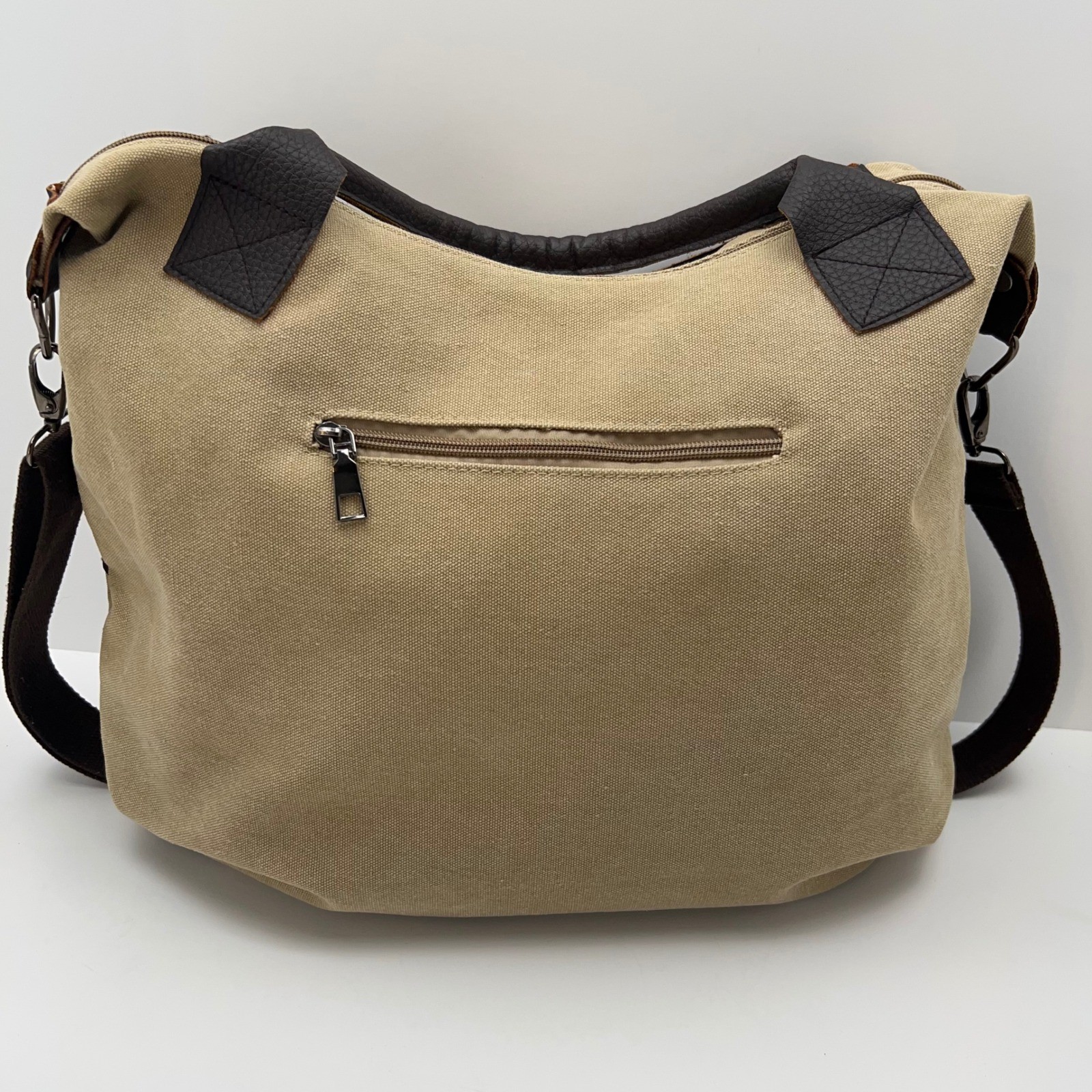 CANVAS Messenger Bag Leather Trim Crossbody Commuter Tote Outdoor Travel Casual