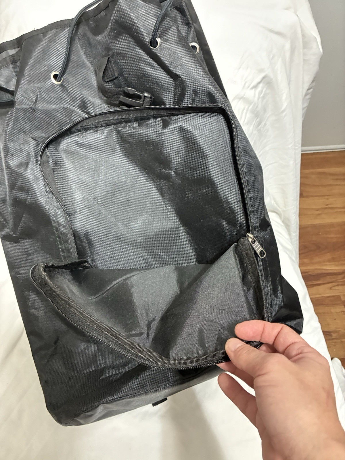 Large black thick fabric backpack for any use NWOT very nice