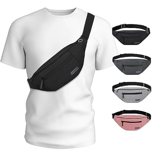 Large Crossbody Black(4 Zipper Pockets) Large Fanny Pack(4 Zipper Pockets)