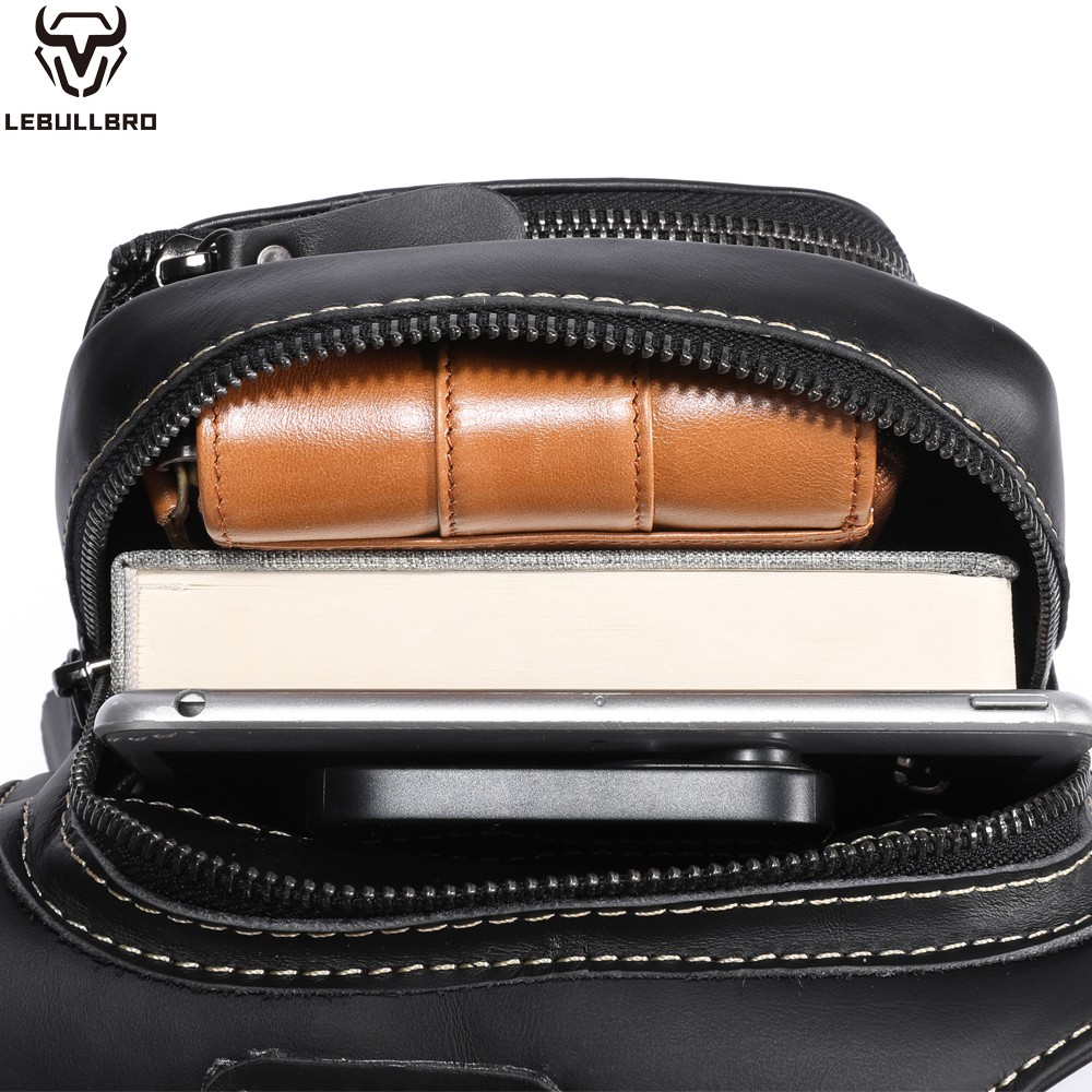 Men’s Shoulder Bag Sling Backpack,100% Genuine Leather Chest bag Crossbody Bag G