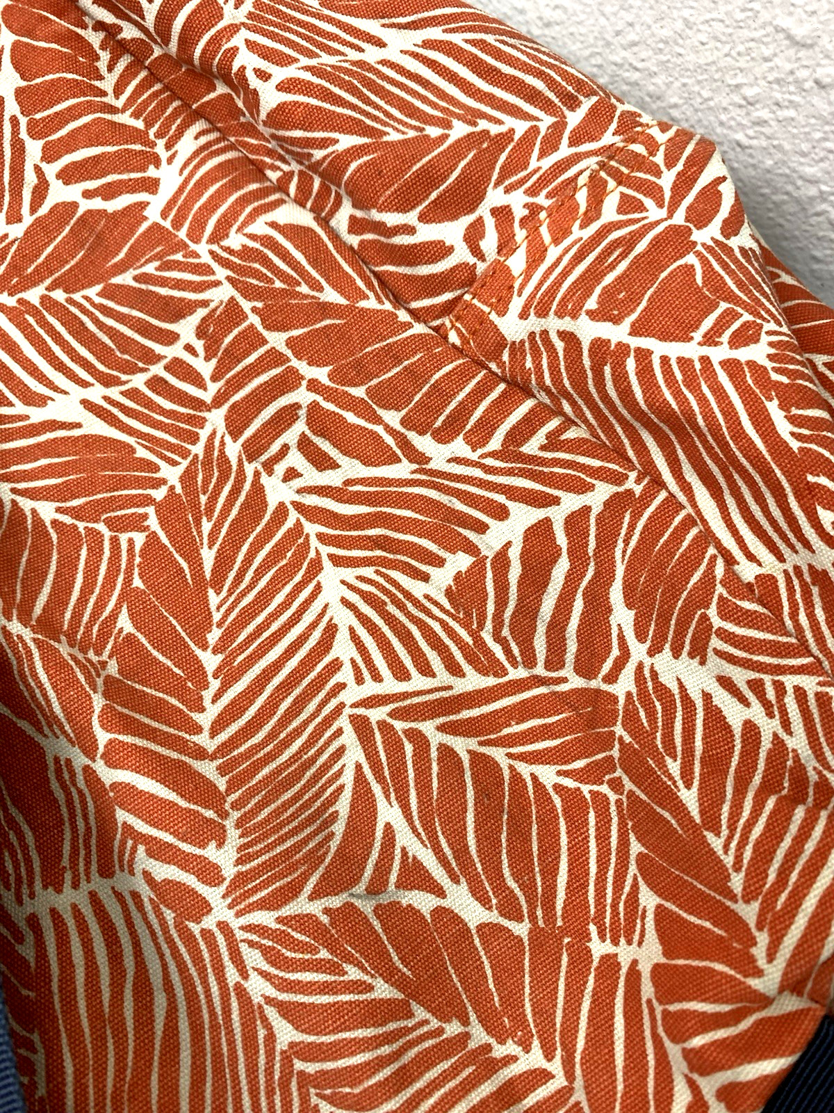 RVCA Backpack Orange Leaf Print Unisex 100% Cotton Lightweight Zip Closure