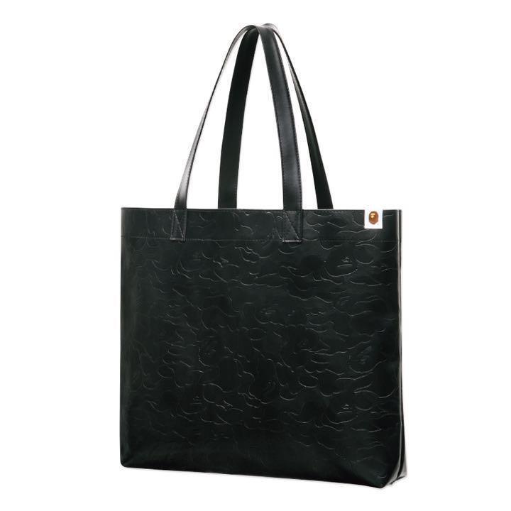 BAPE A Bathing Ape Solid Camo Tote Shopper Shoulder Bag Black Japan New