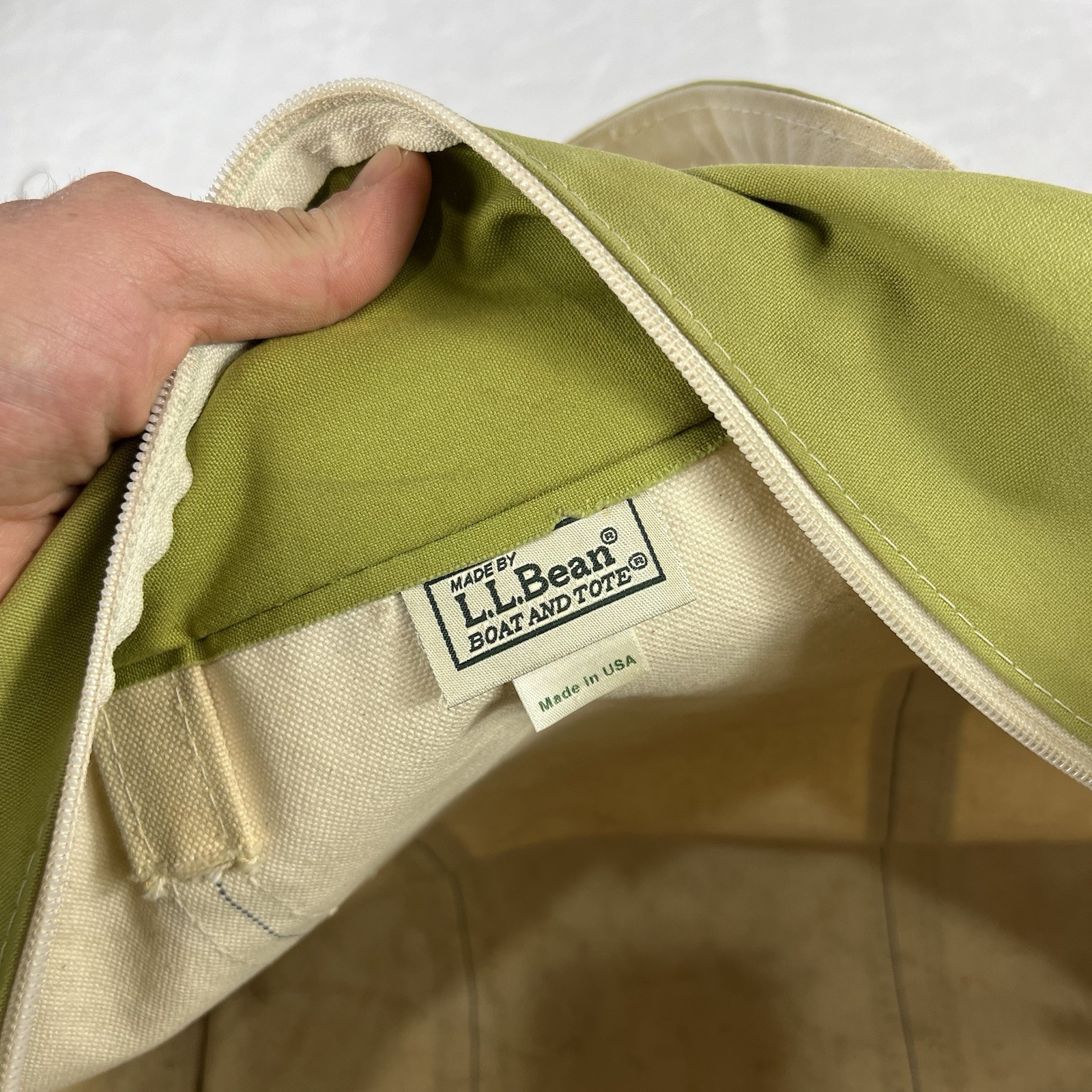 Vintage Distressed LL Bean Large “Nichole” Zipper Top Boat And Tote Canvas Bag