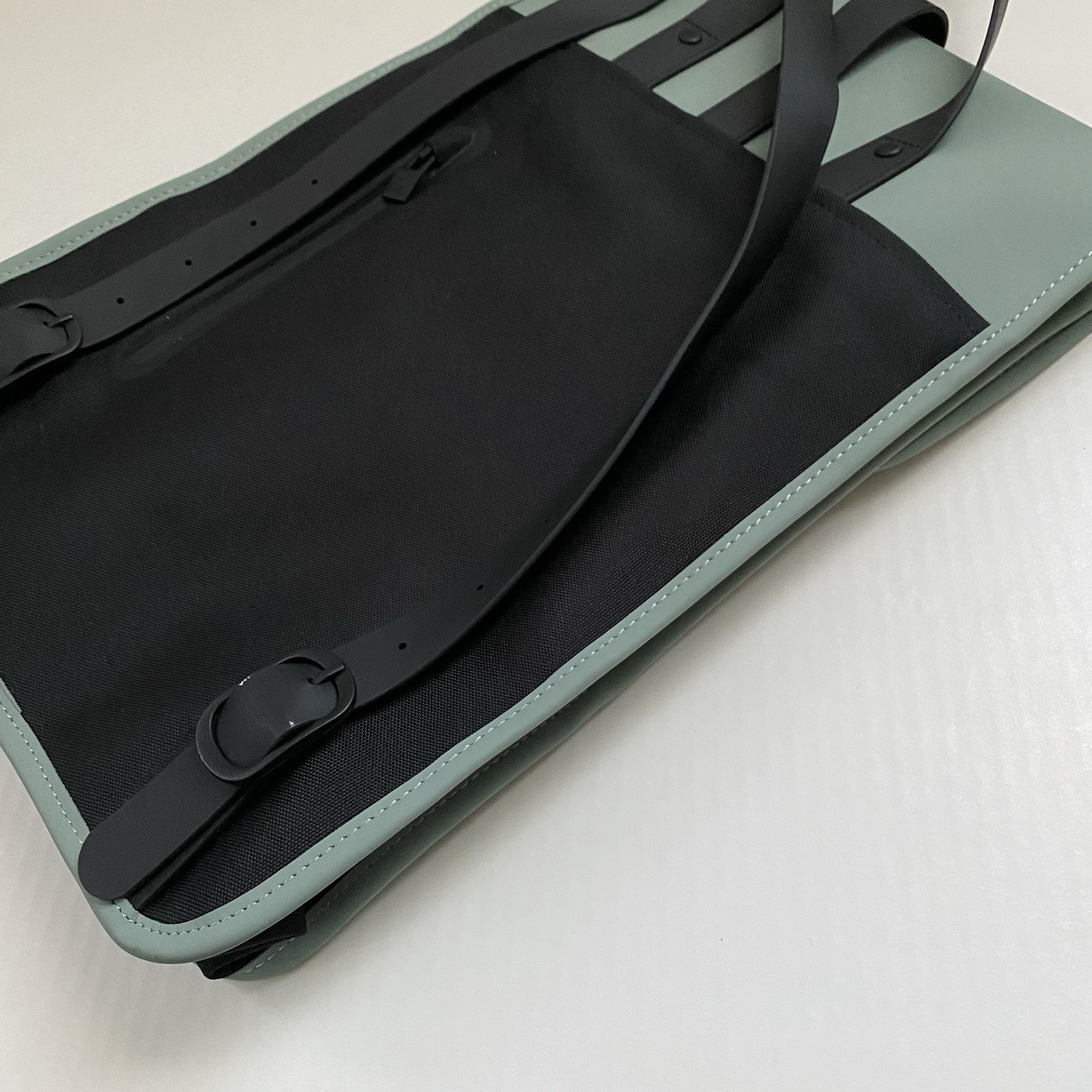 Rains Backpack Mini Unisex Green Waterproof Bag w/ Magnetic Flap 16x11x4 EUC