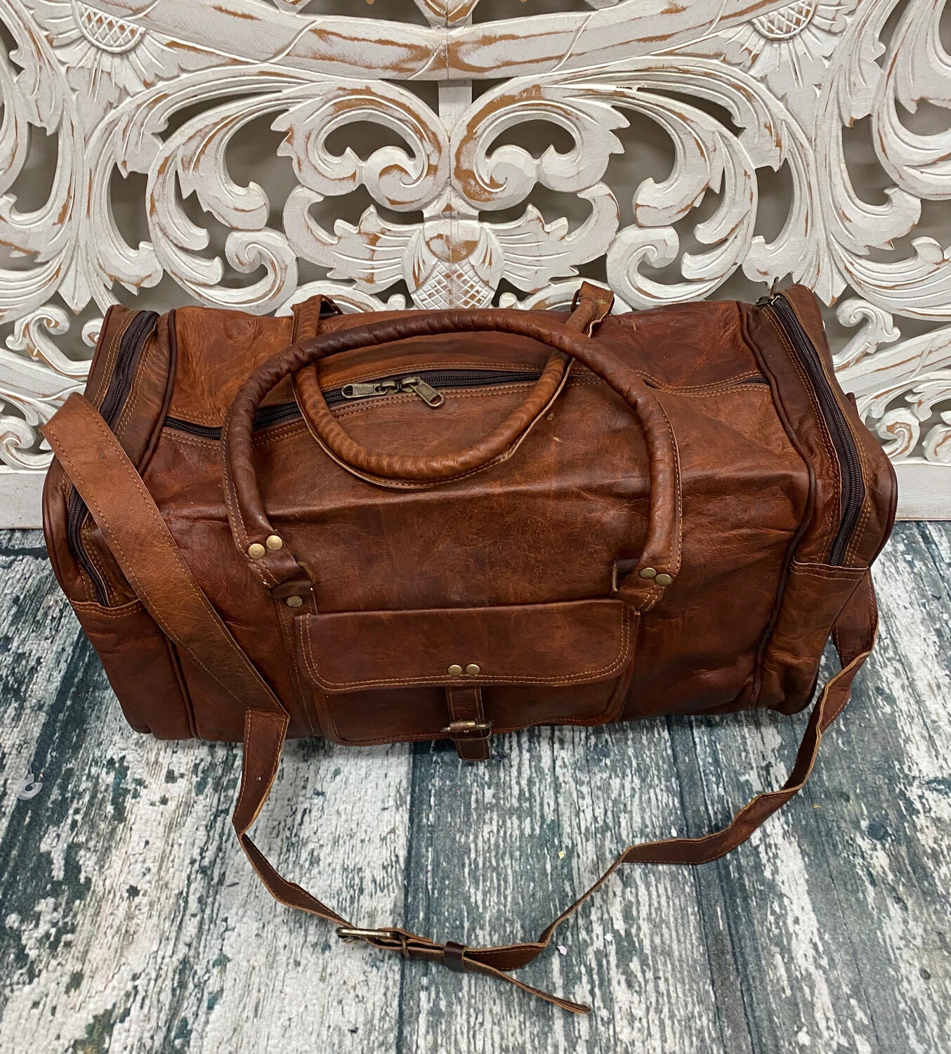 Leather Genuine Travel Bag Duffle Gym Men Rustic Luggage Overnight Weekend Bag