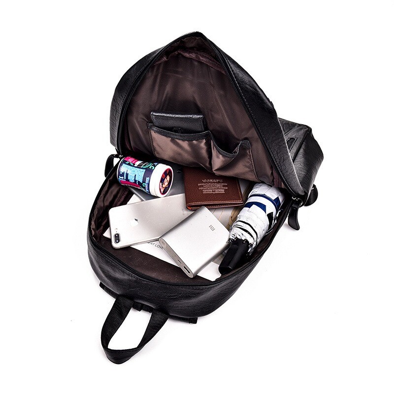 Men’s Large Capacity Leather Backpack, Soft Leather Travel Work Bag Leisure Bag