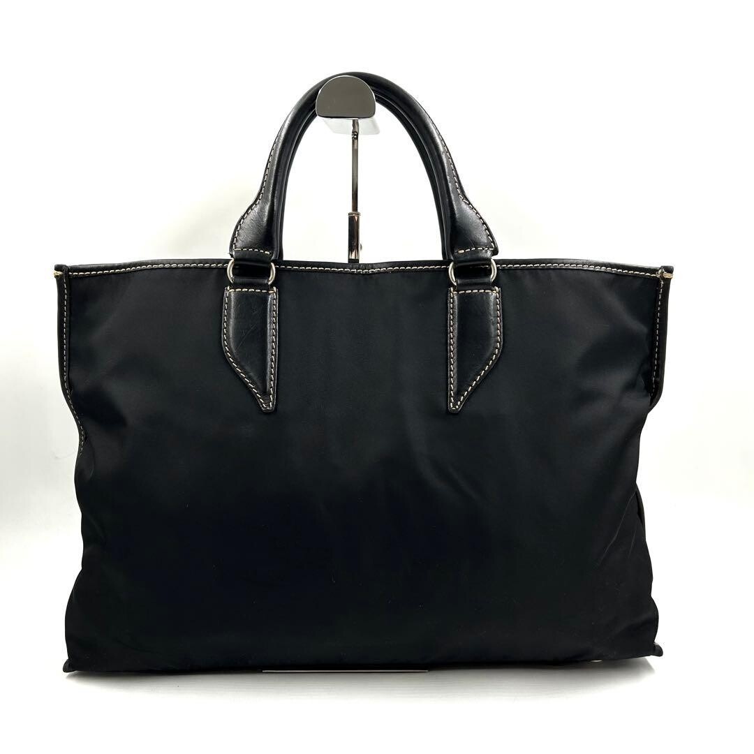 Stefanomano 883 Black Nylon Leather 2Way Business Bag A4 Shoulder Tote 45cm
