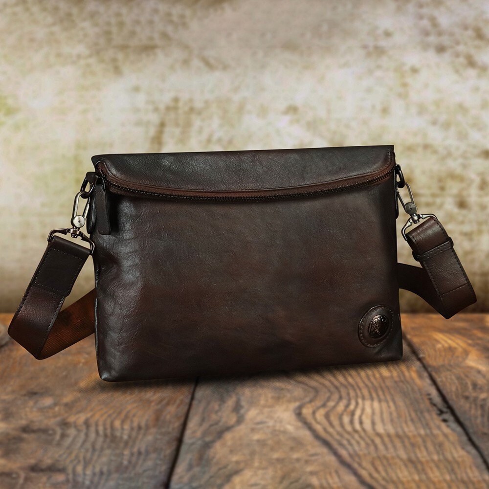 Genuine Leather Messenger Bag for Men Shoulder Bag Clutch bag Crossbody Purse