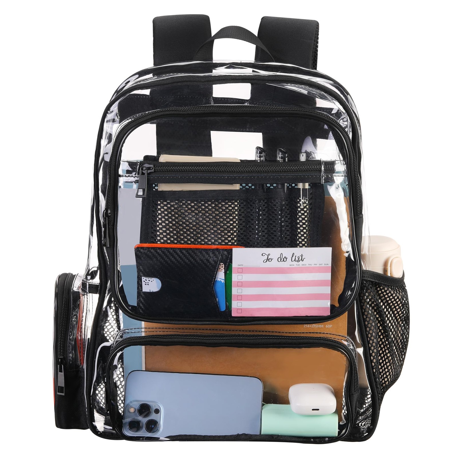 Heavy Duty Clear Transparent Backpack School Stadium Travel Work Men Women Bag