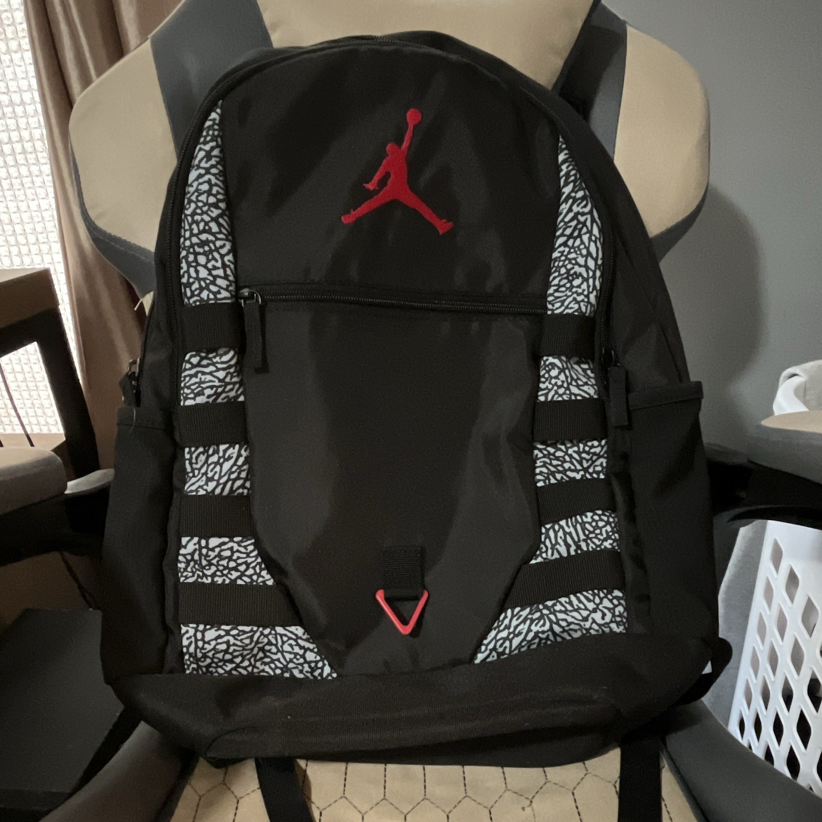Jordan Jumpman Black/Gray/Red Colorblock Large Backpack Zip Pockets Straps