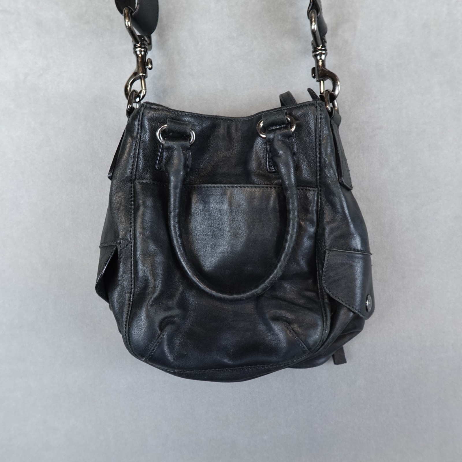 Belstaff Leather Messenger Shoulder Bag Black Utility Crossbody Malenotti
