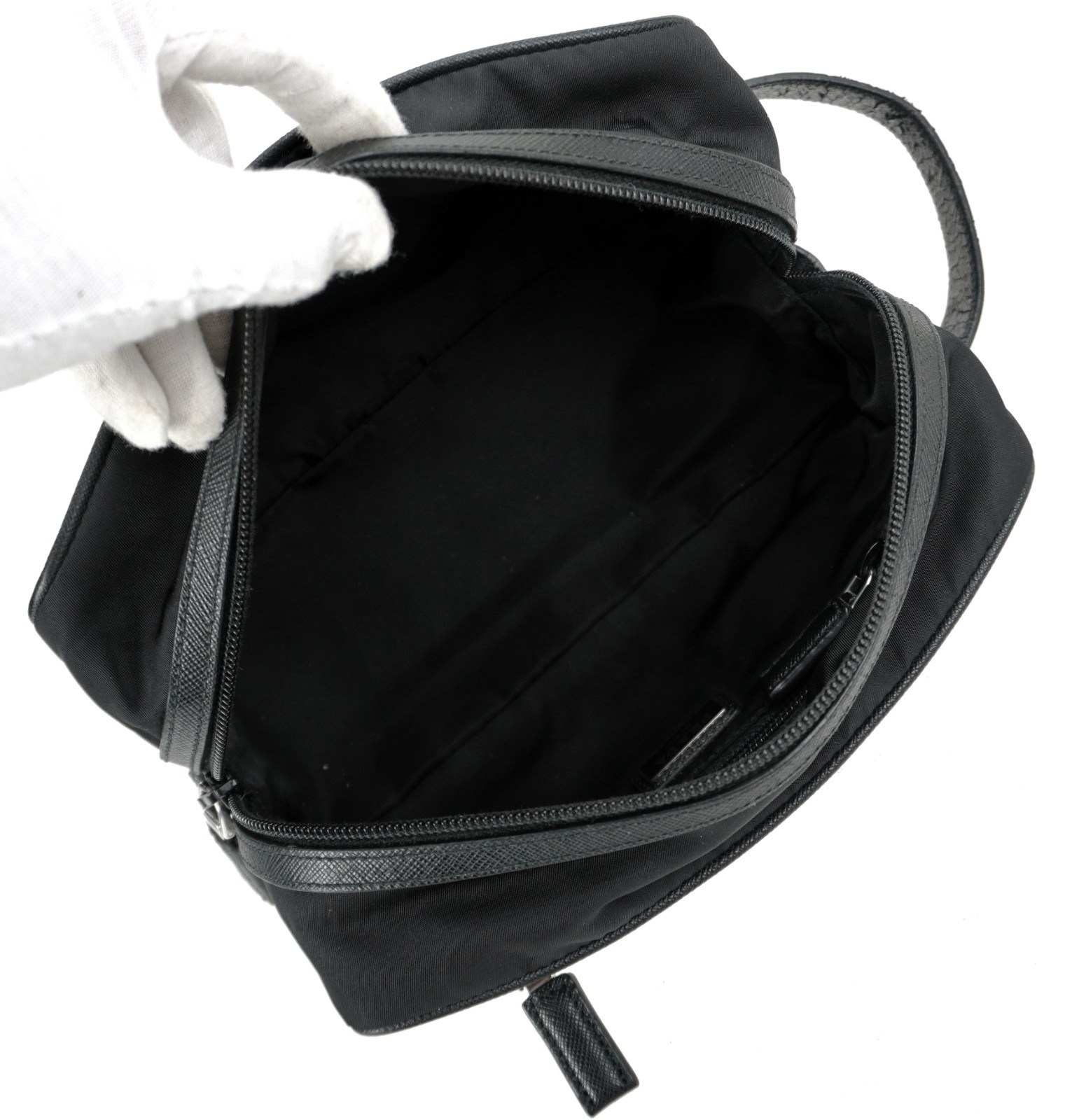 PRADA Black Tessuto Nylon Leather Travel Toiletry Dopp Clutch Bag Italy Unisex