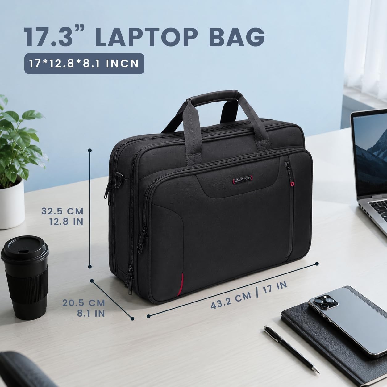 EMPSIGN Stylish Laptop Bag Briefcase 17 3 Inch Laptop Case Expandable Messeng