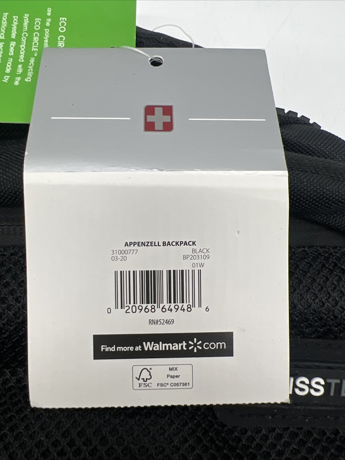 New Swiss Tech Appenzell Padded Backpack Black Laptop Sleeve Organize FreeS&H