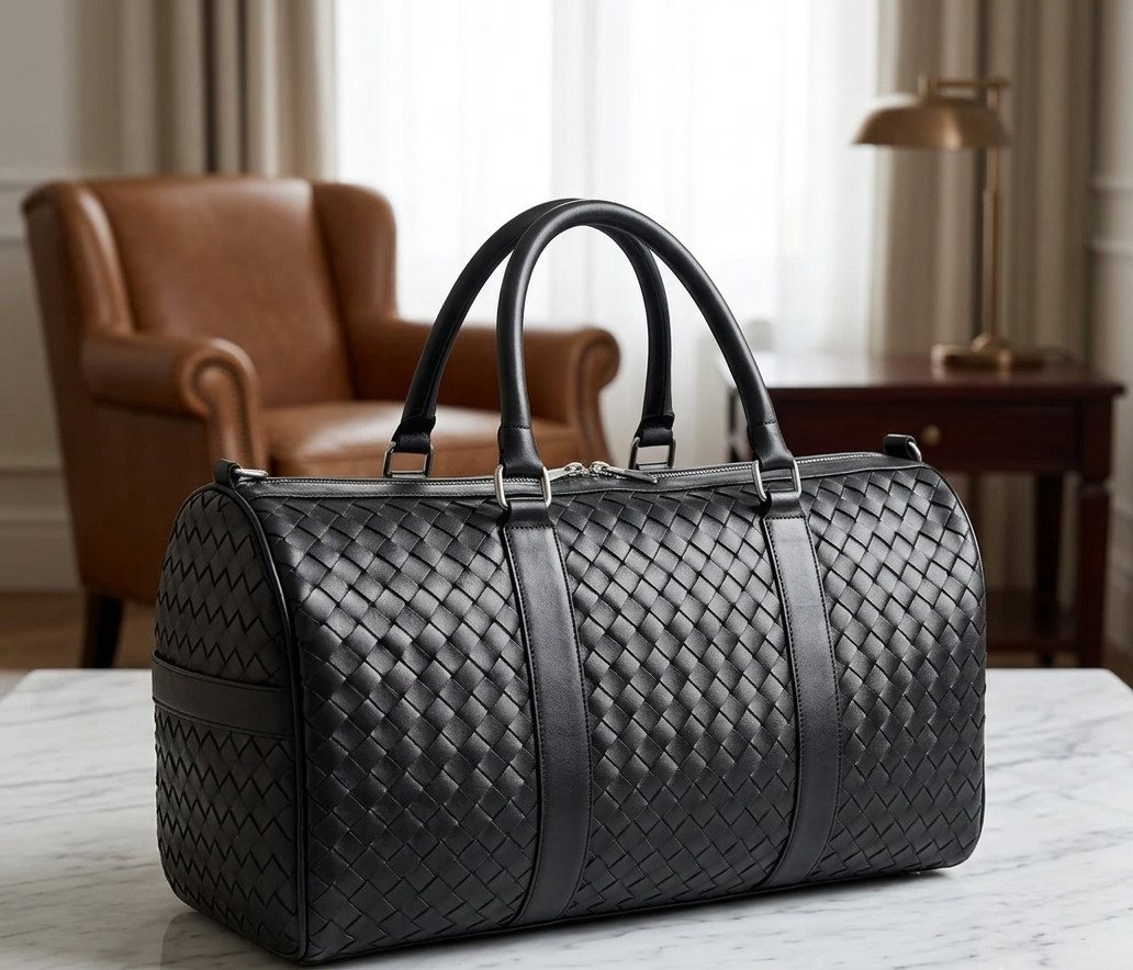 Handmade Genuine Leather Duffle Bag Black Travel Weekender Gym Overnight Bag