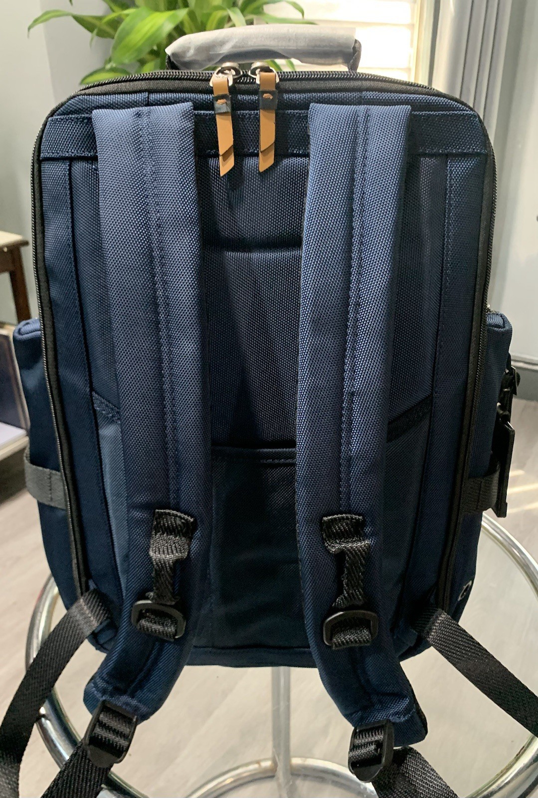 TUMI Alpha Bravo Sheppard Deluxe Backp-limited edition navy/tan accent color.