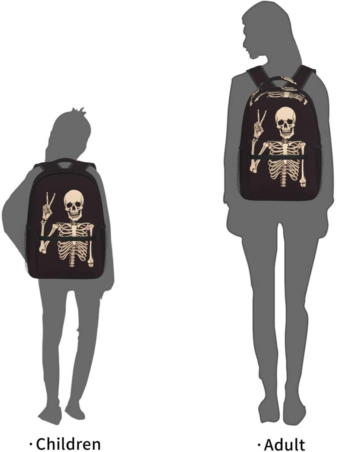 17 Inch Backpack Rock and Roll Skull Skeleton Laptop Backpack School Bookbag Tra