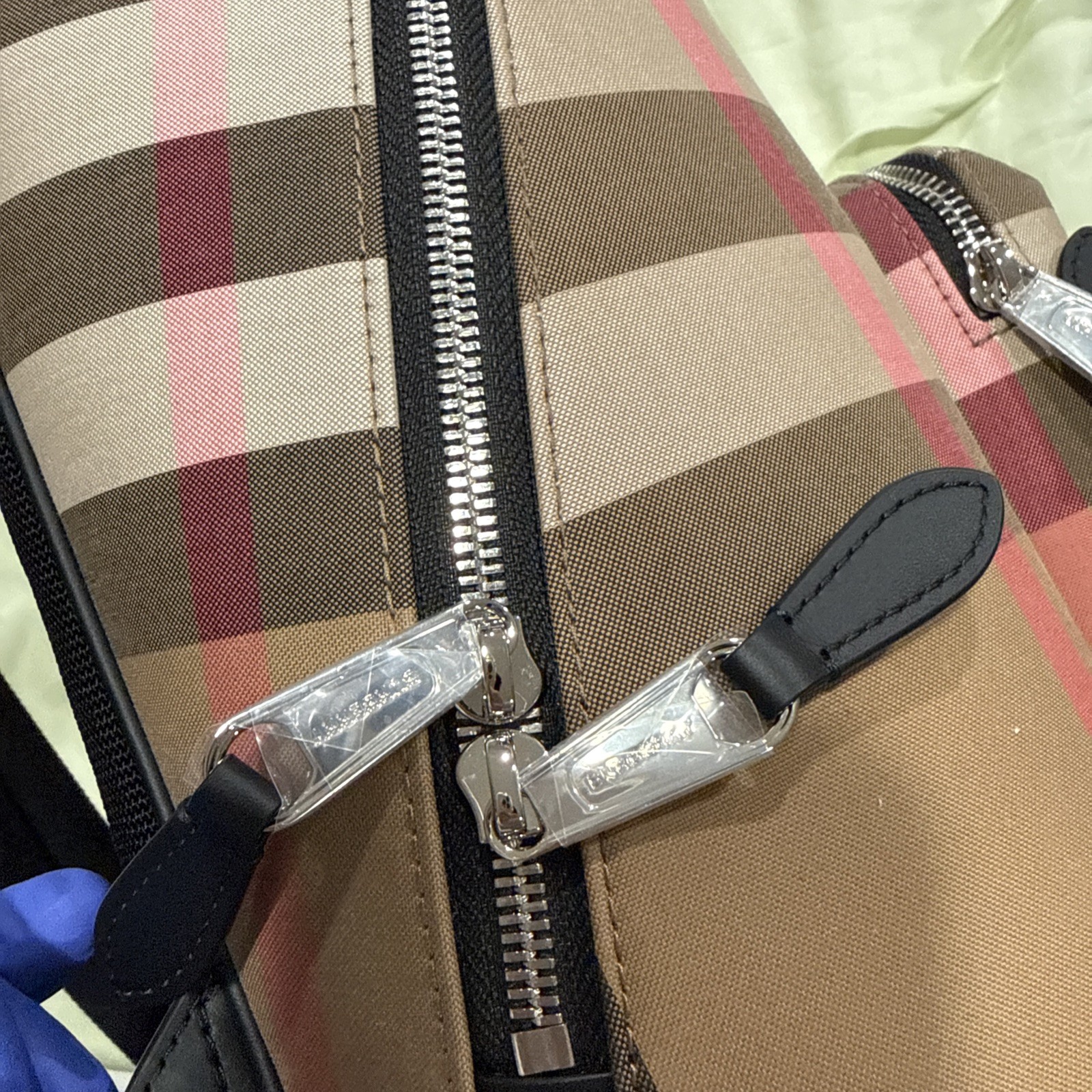 Burberry Jeff Canvas Zippered Backpack Taupe Brown IP Check $1350 New With Tag