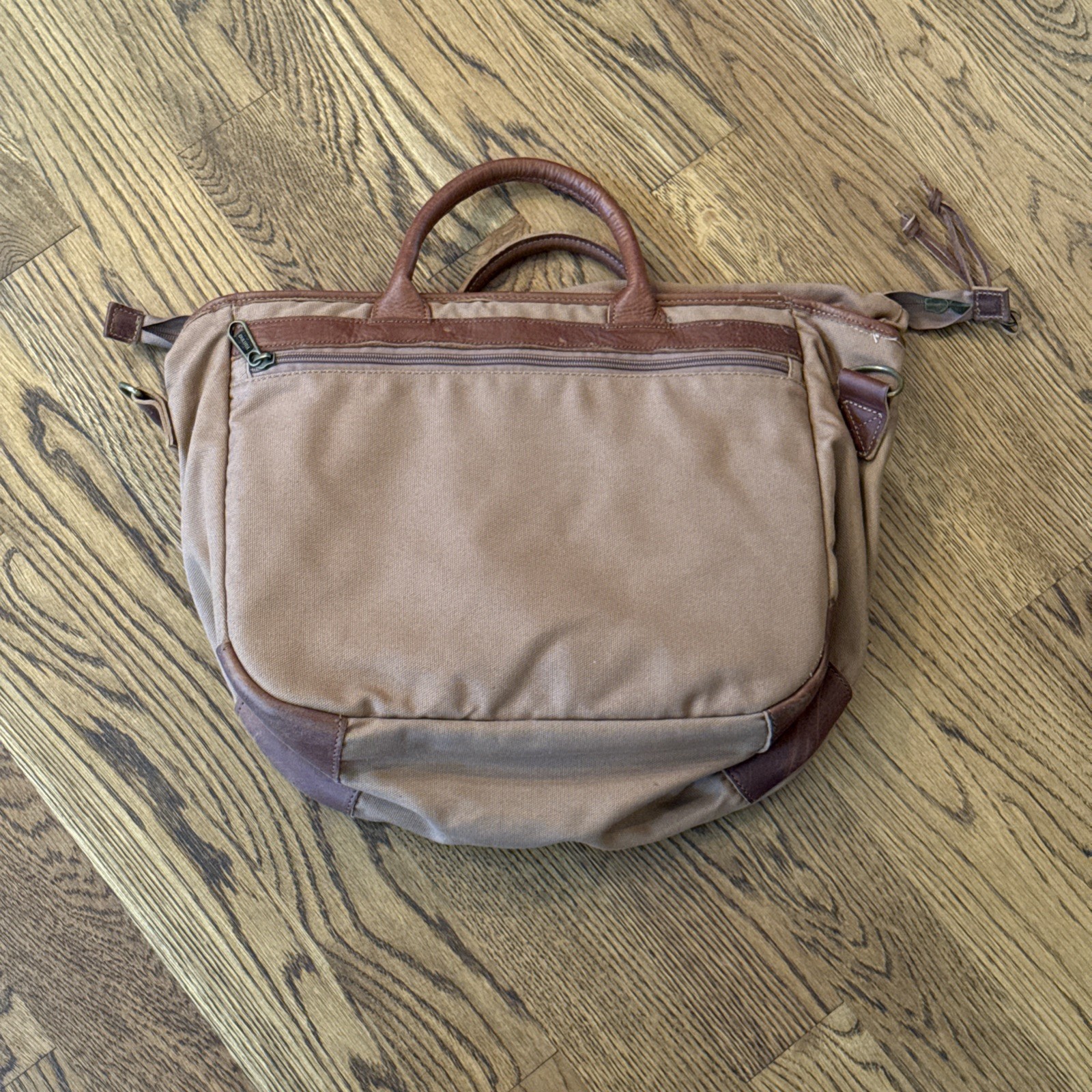 Duluth Trading Company Superior Street Fire Hose Briefcase Brown Canvas Leather