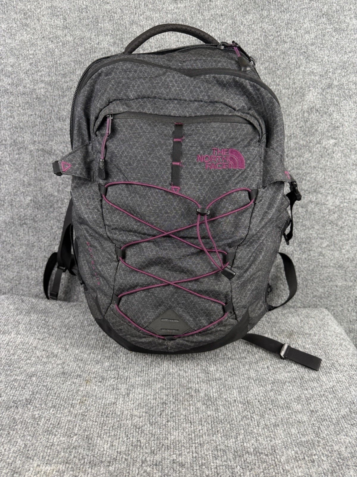 The North Face Borealis Backpack Gray Purple Womens School Laptop Bag Preowned