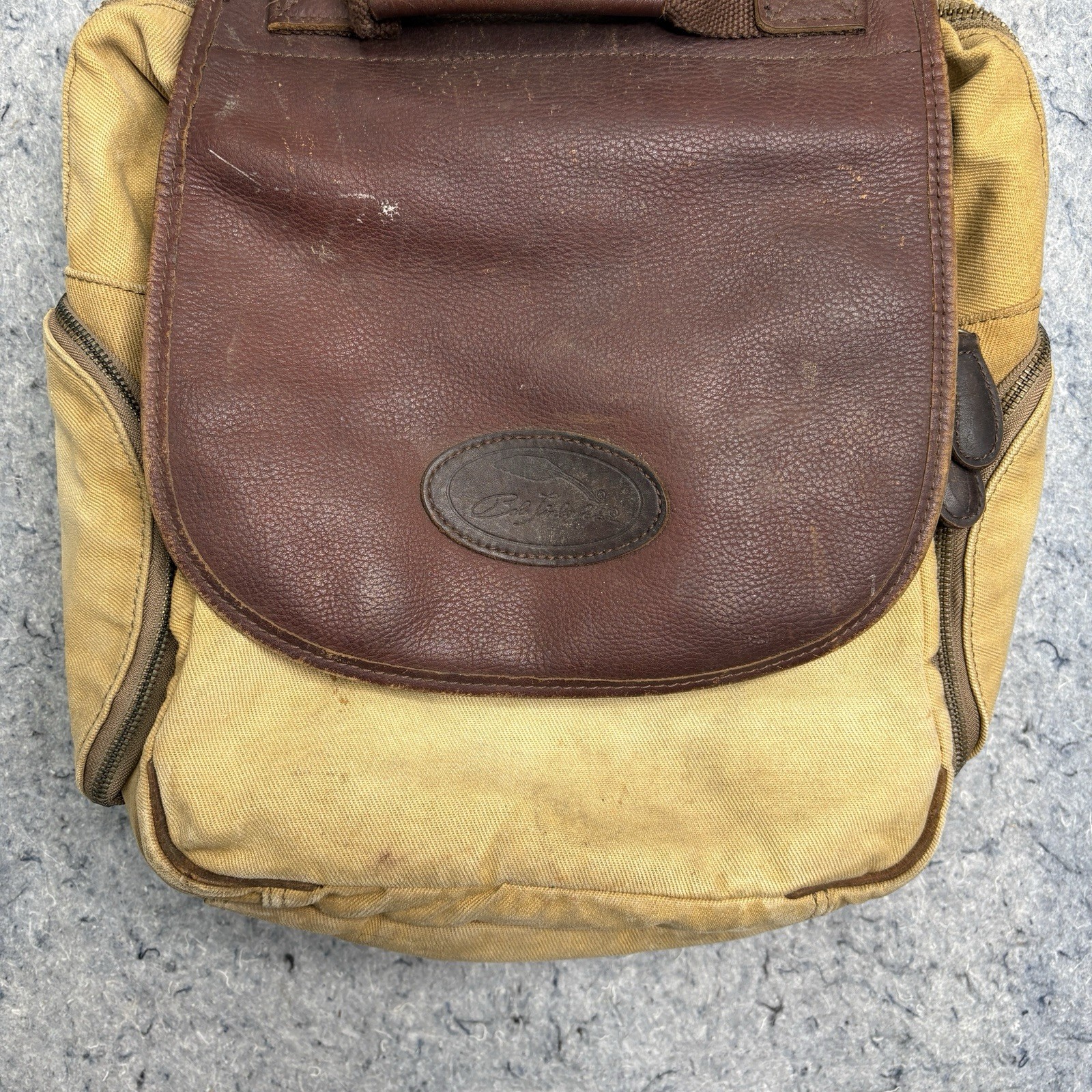 Bob Timberlake Canvas Leather Backpack Tan Brown Hiking Travel Daypack Bag