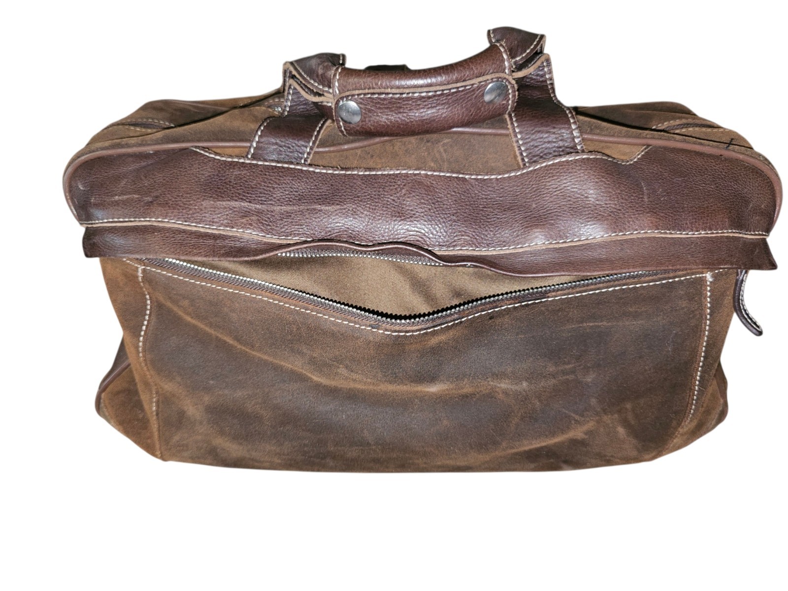 Wilsons Pelle Studio Mens Brown Leather/Suede Duffle Gym Travel Weekender Bag