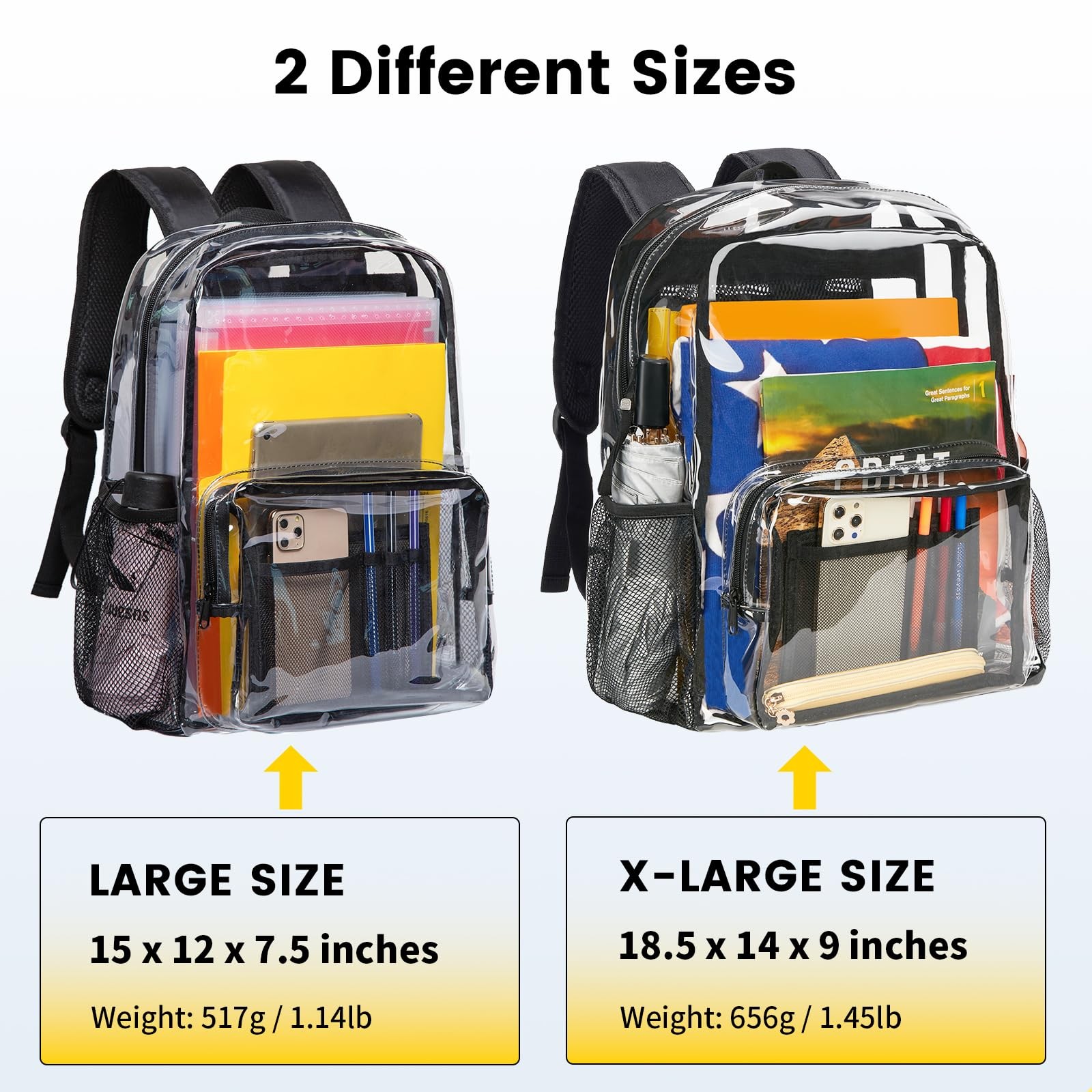 Clear Backpack Heavy Duty PVC Transparent Backpack with Reinforced Strap & La…