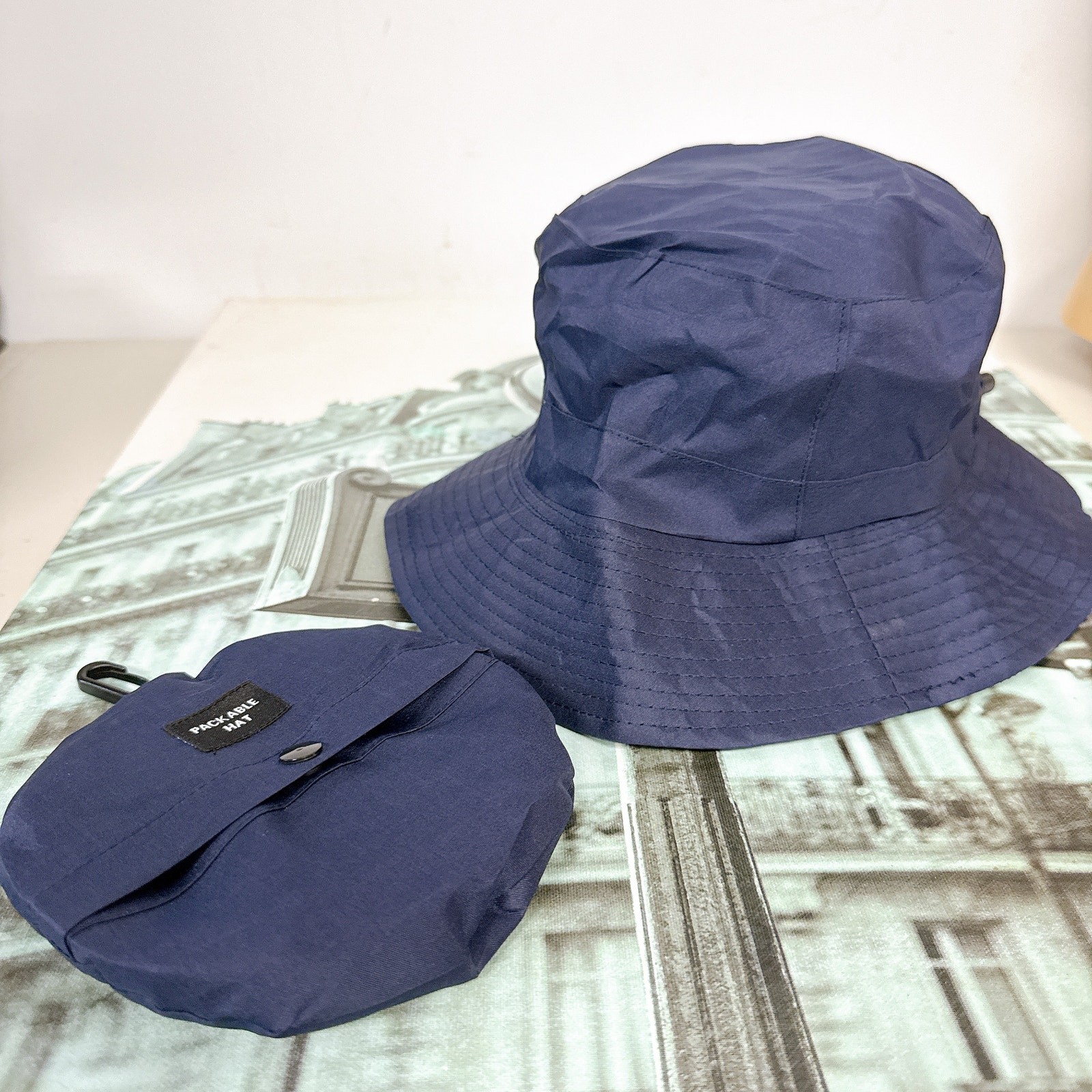 Foldable Outdoor Set UPF50+ Bucket Hat + Waterproof Backpack Unisex Travel Kit
