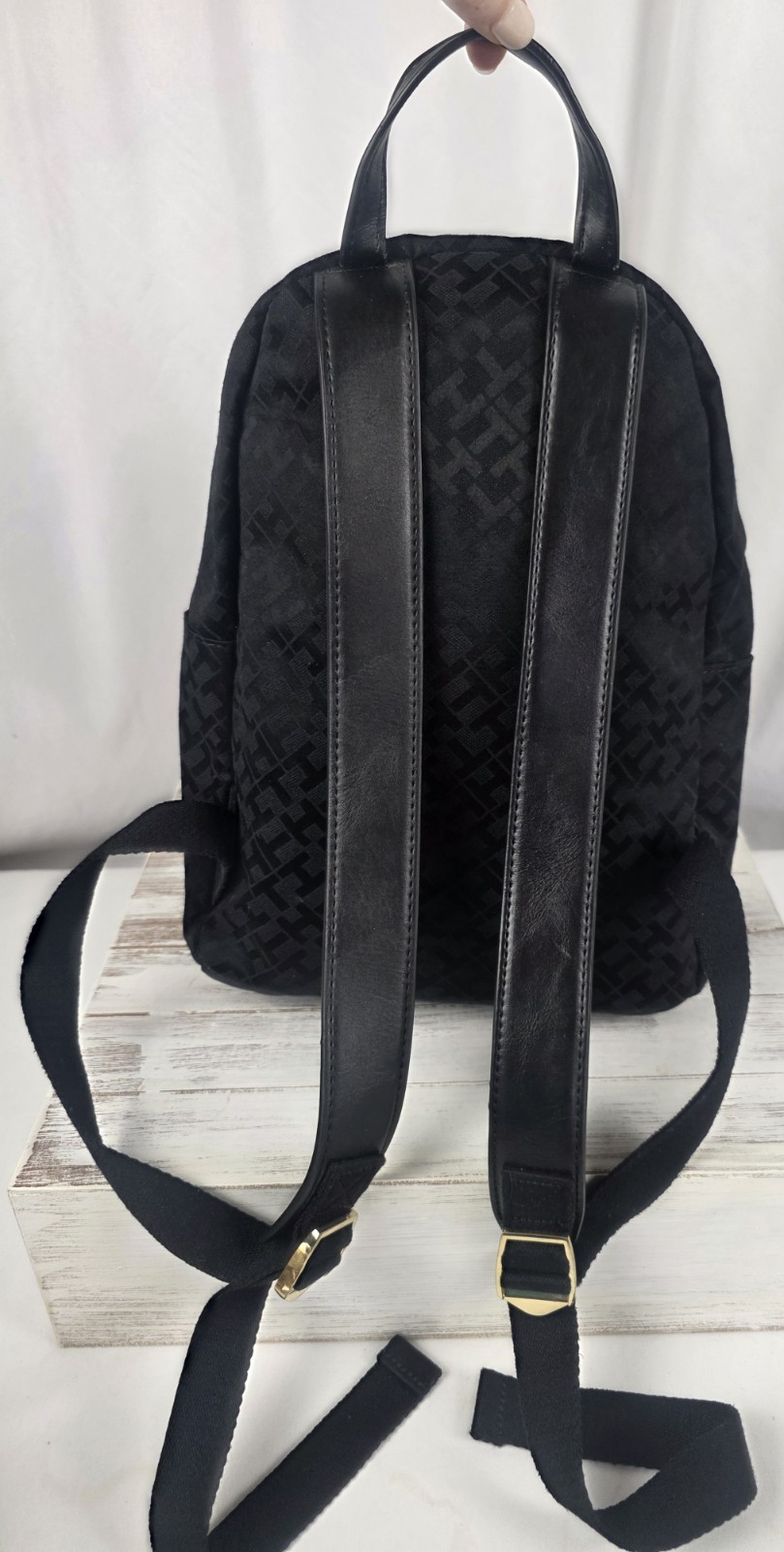 Tommy Hilfiger Logo Black Backpack 12″x10″