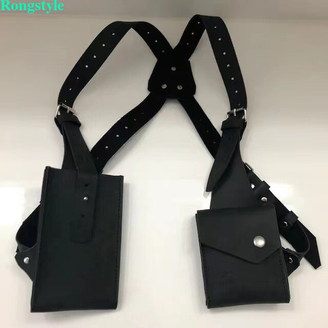 Shoulder Harness Bag Steampunk PU Leather Anti Double Wallet Underarm Bag Case