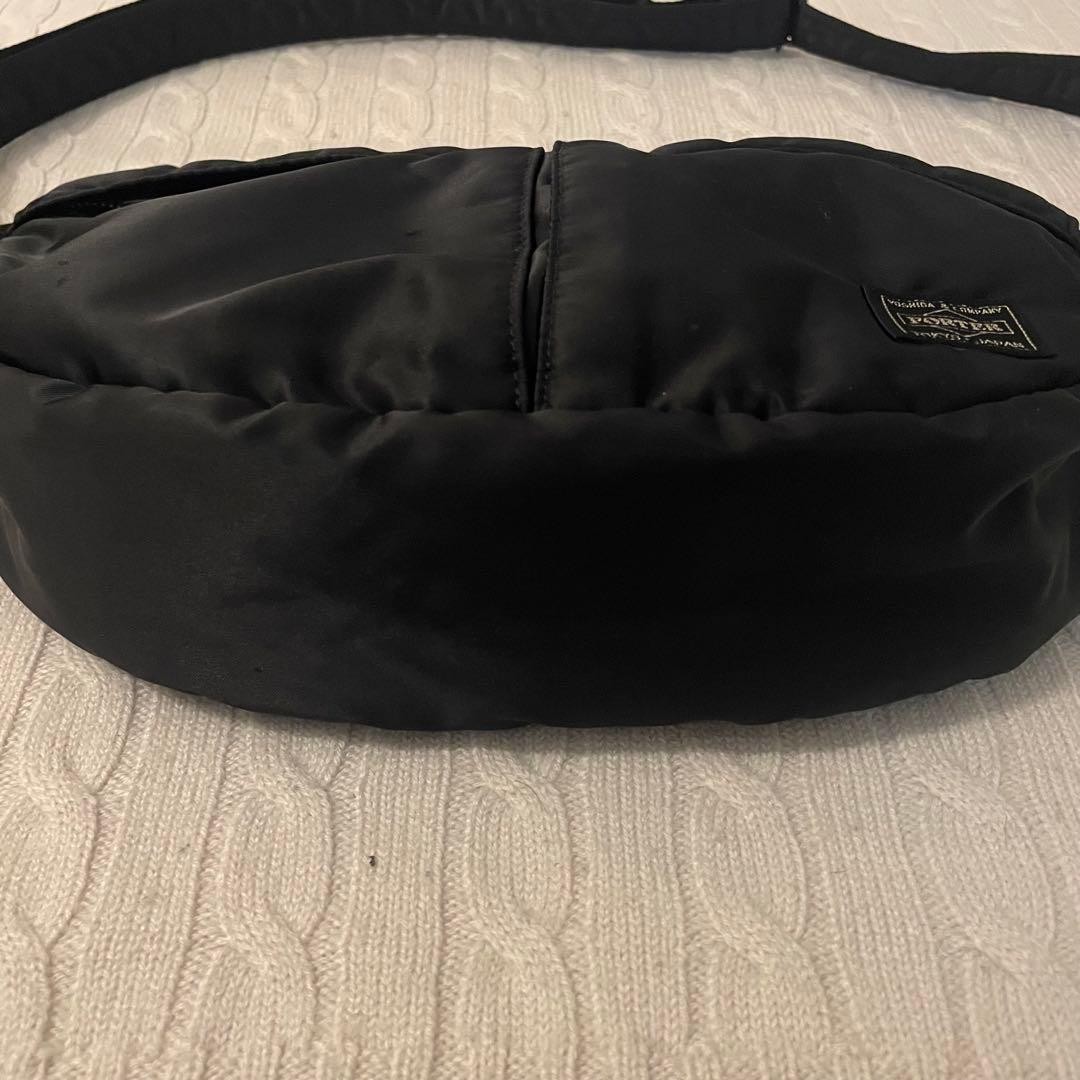 Authentic PORTER YoshidaBag Black Nylon Oval Shoulder Bag 21cm x 32cm x 9cm