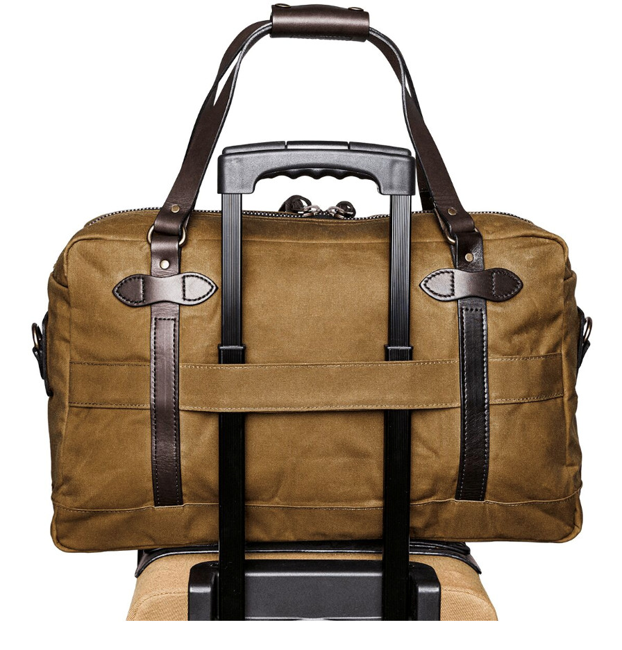 Filson Tin Cloth 48-Hour Briefcase Leather Dark Tan Waxed Cotton Canvas New