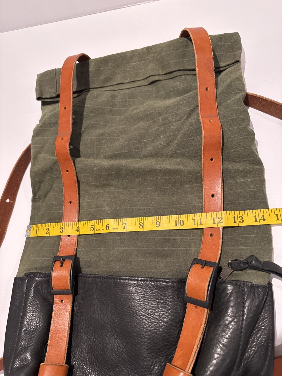 Awl Snap Waxed Canvas Leather Adjustable Backpack Tote Olive Green Black Brown