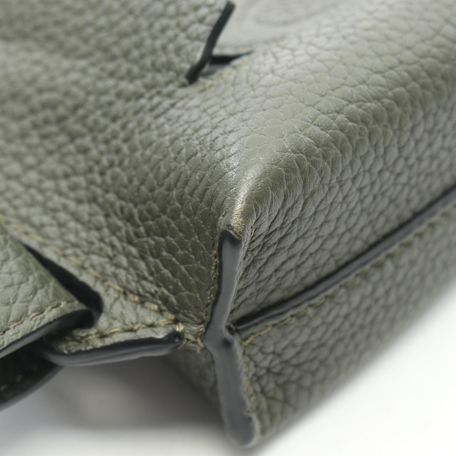 LOEWE Brand Vertical T-Pocket Waist bum belt bag C500P02X02 leather Khaki Used