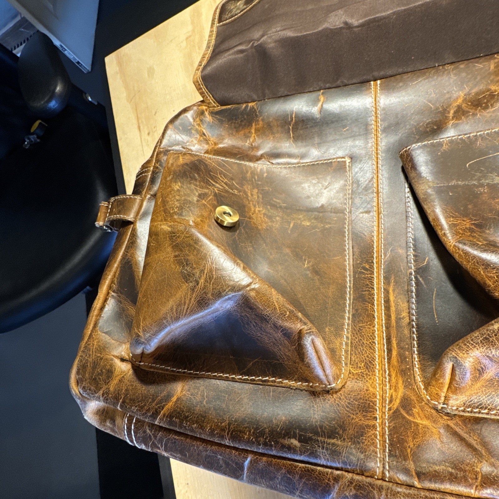 Vintage Gentleman The Clark Pilot Bag Buffalo Leather Bag Business Brown