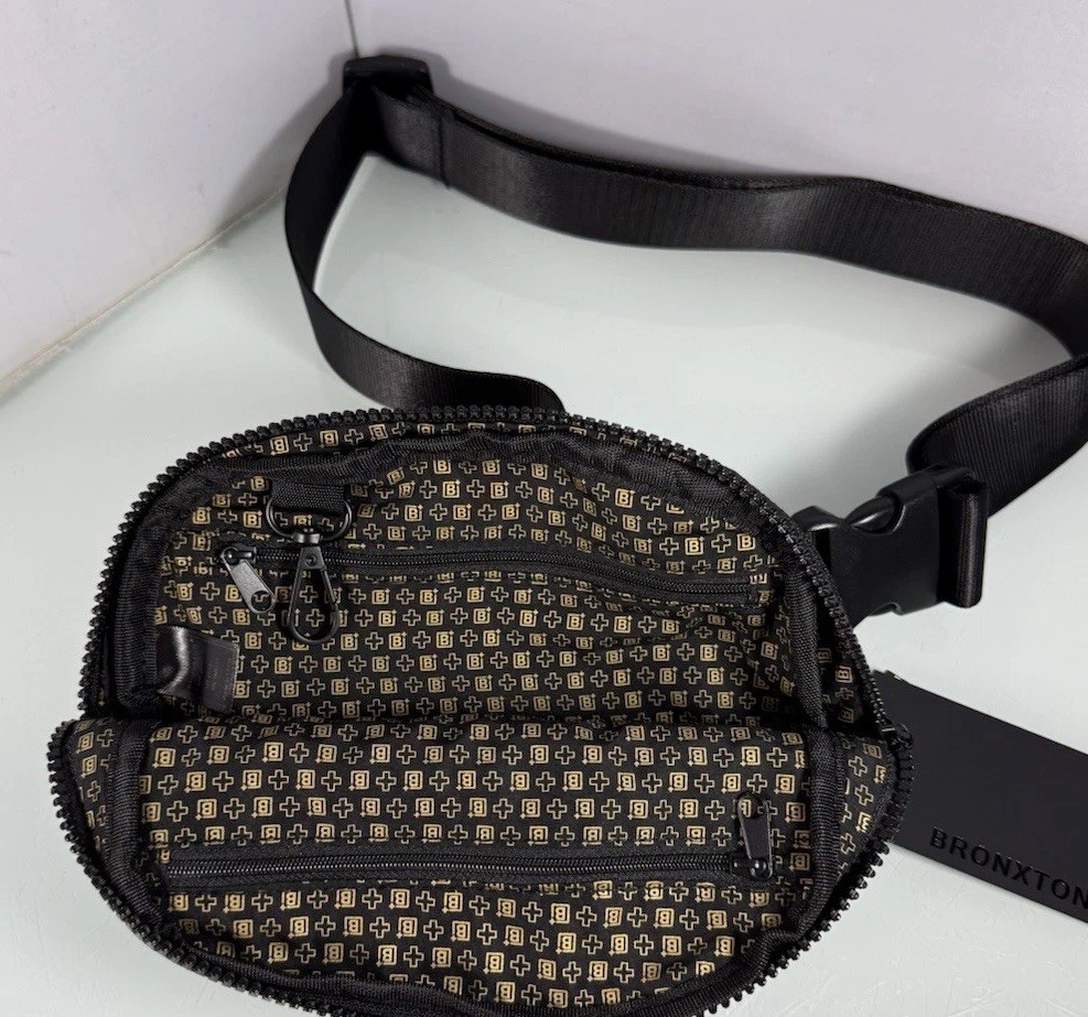 Bronxton BX Crossbody Black Nylon Waist Travel Gym Bag Small Pouch, Unisex NEW