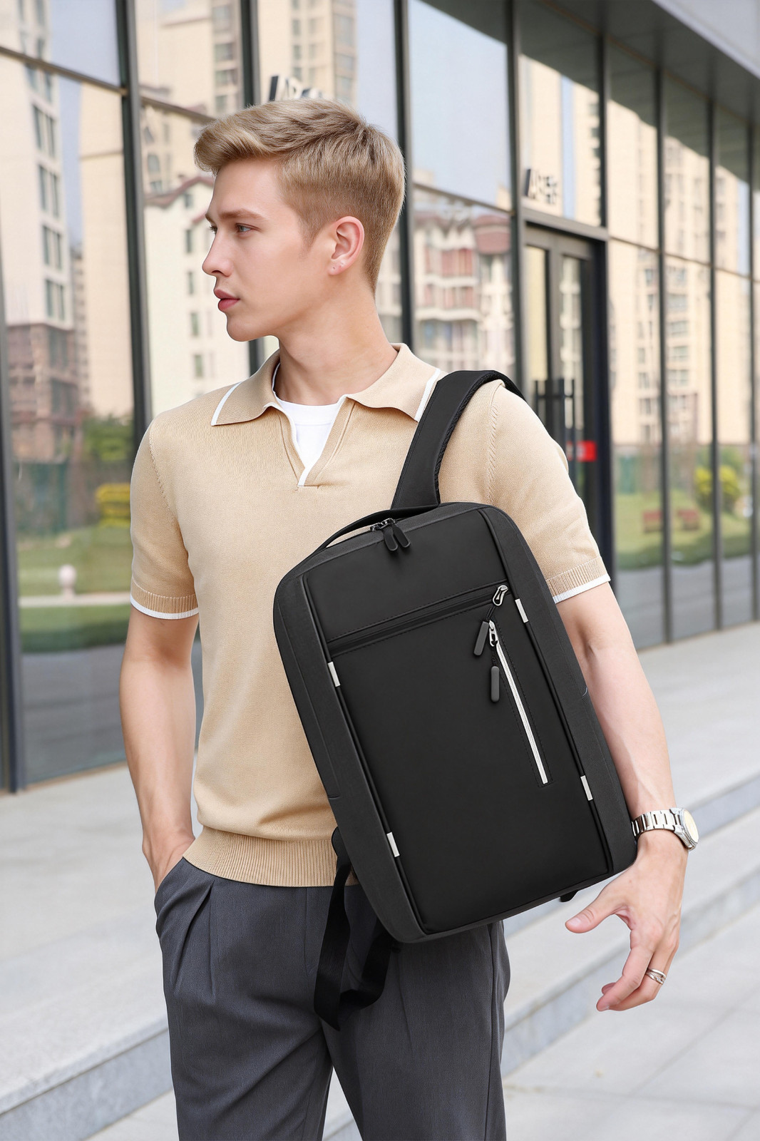 New Black Business Laptop Waterproof Backpack Set Travel College School Bag