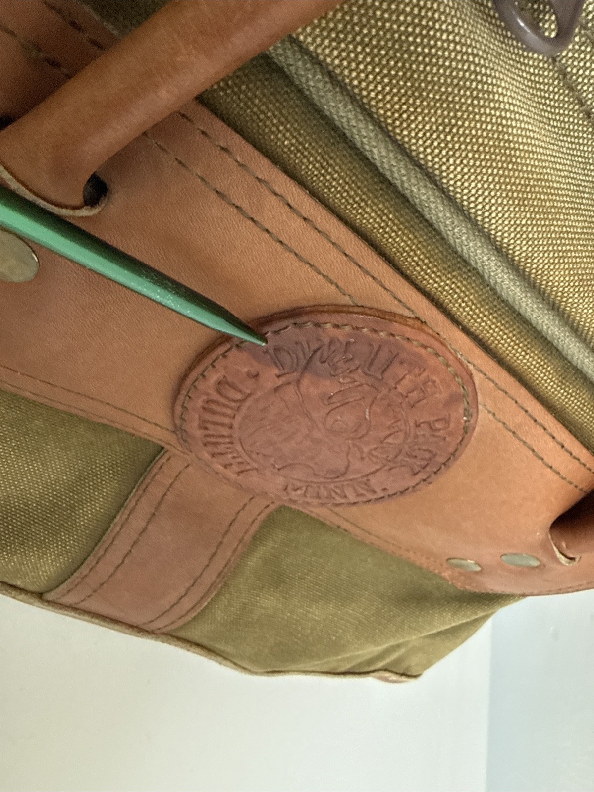 Duluth Pack MINN Green Canvas Leather Briefcase USA Travel Bag VTG Well Used