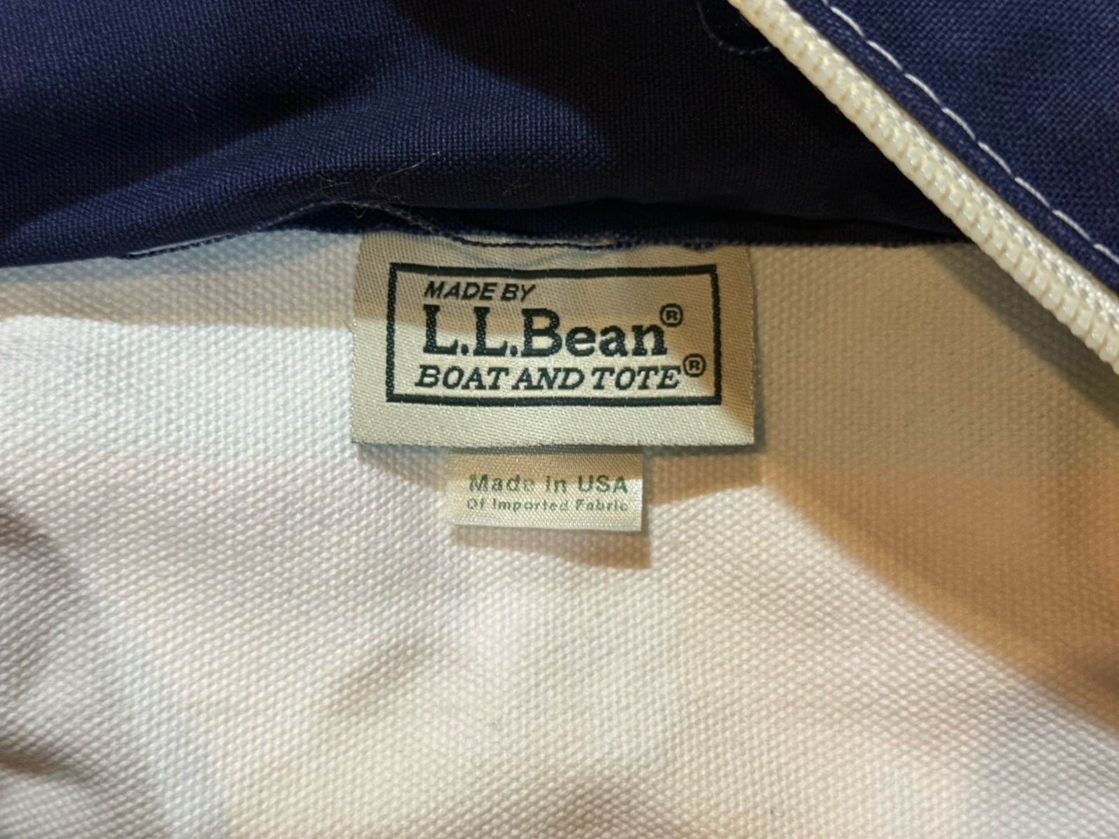 VTG 80s LL Bean Boat & Tote Bag USA Canvas Blue Pink Embroidered Gem Distressed