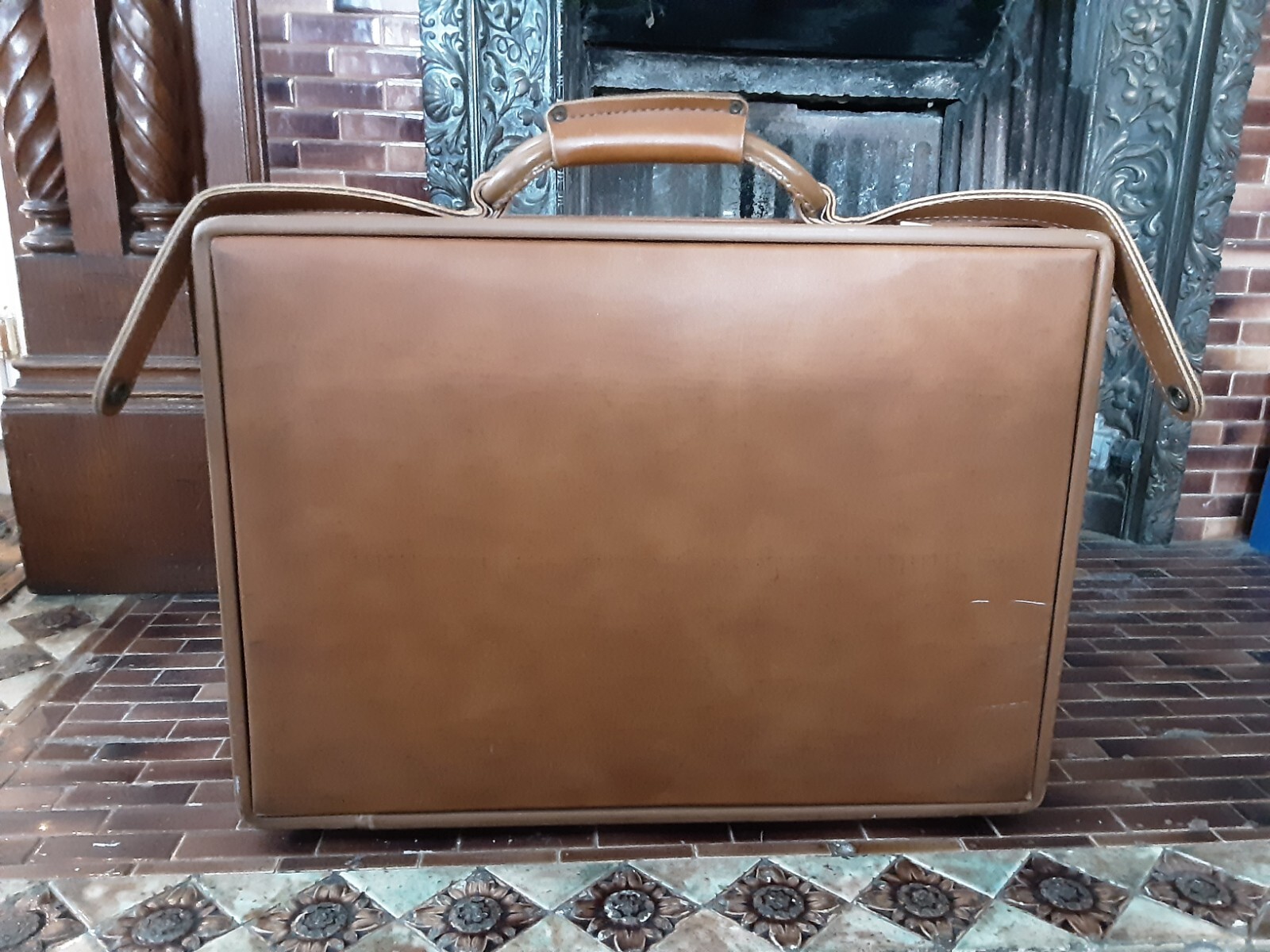 Vintage Hartmann Attache Briefcase Brown Belting Vinyl Straps VEGAN