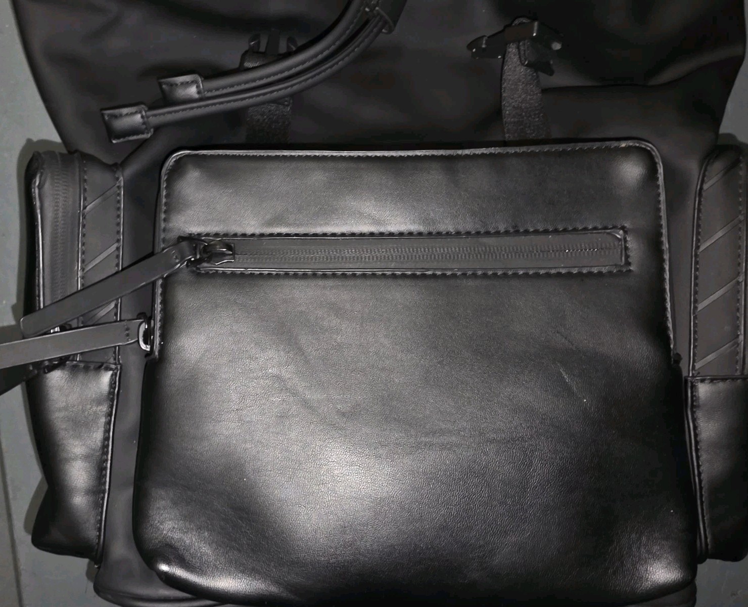 ZARA Black Backpack Drawstring Flap Buckle Zip, Adjustable Strap Pockets