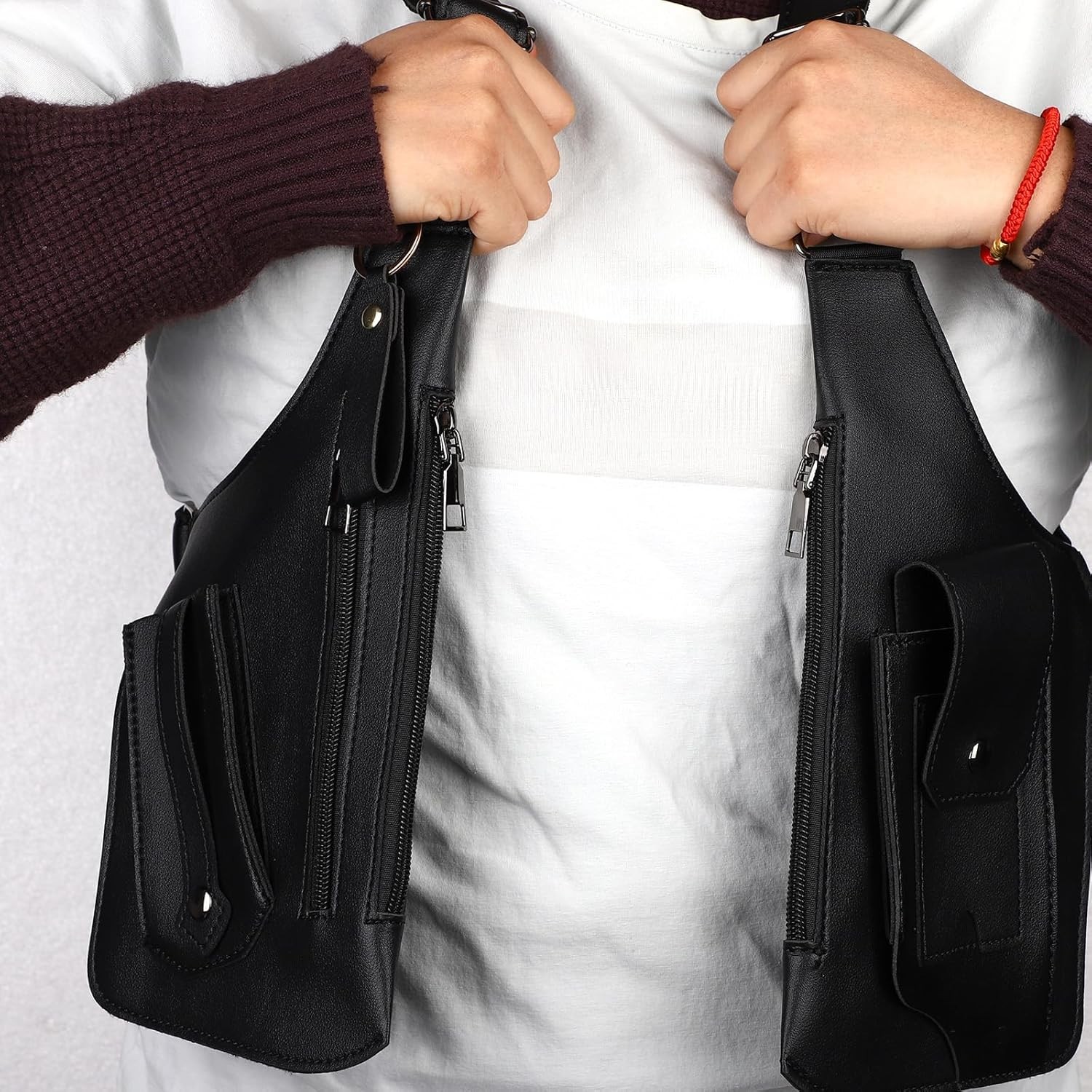 PU Leather Wallet Holster Bag Waterproof Underarm Shoulder Bag Adjustable