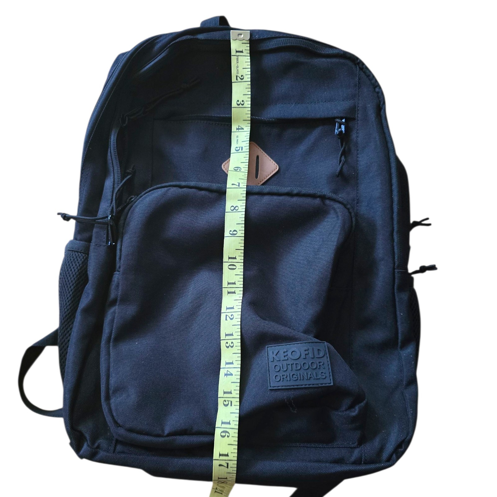 KEOFID Black Anti-Theft Backpack, 15.6in Laptop Fit, USB Port, 17.3×12.6×7.2in