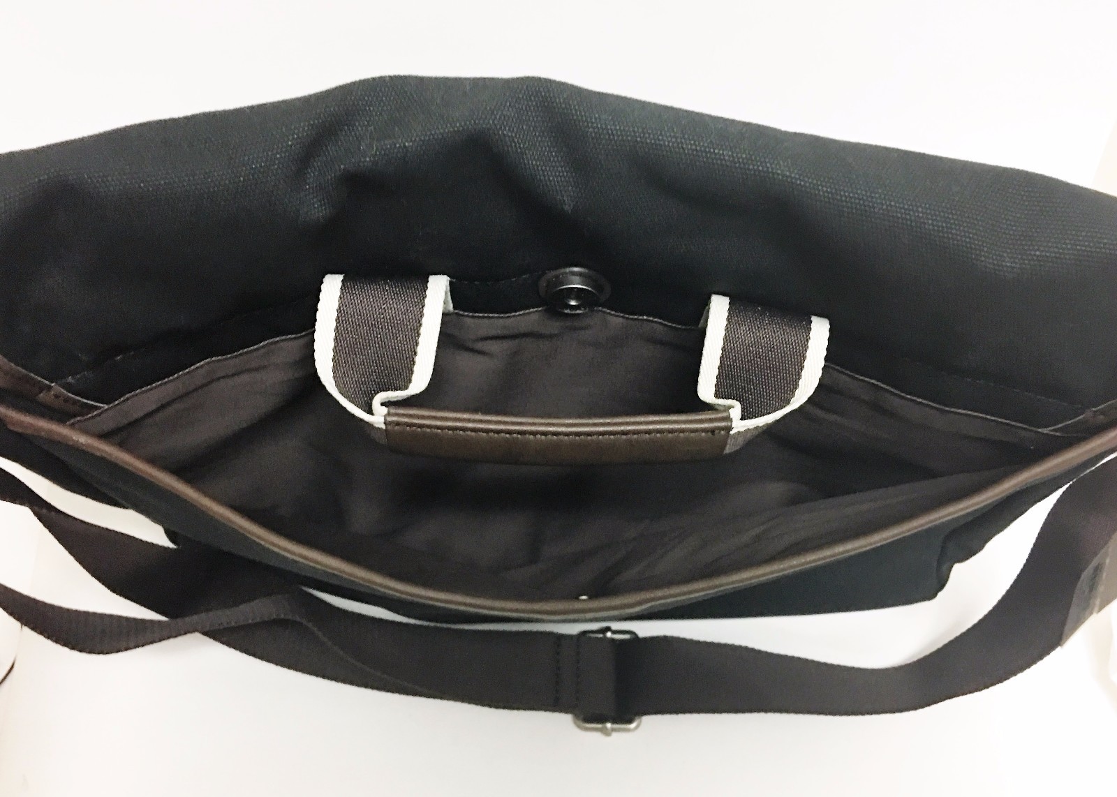 FOSSIL LANE MESSENGER BLACK CANVAS+OLIVE GREEN NYLON,BROWN,LAPTOP BAG CROSSBODY