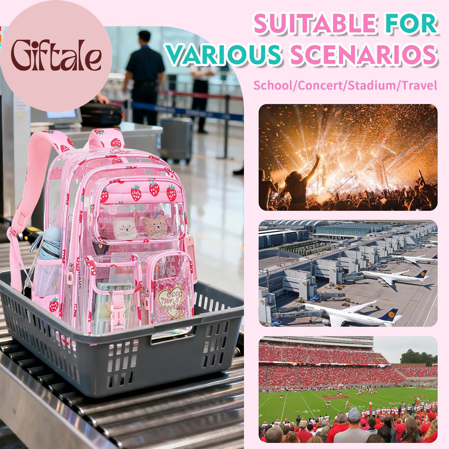 Clear Backpack for School,Transparent Backpack Stadium Events,Heavy Duty Clear B