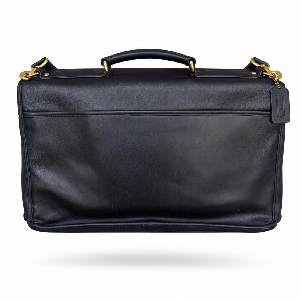 Coach Smooth Leather Black Briefcase Messenger Bag Shoulder Laptop 16x11x5